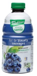 Jus naturel de bleuets sauvages Tradition Vision Santé
