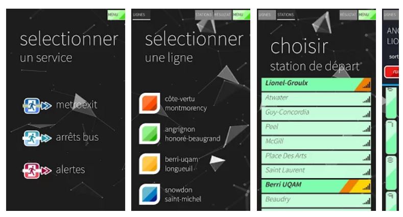 Aperçu de l'application Metroexit
