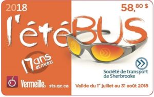 carte étébus 2018 de la Société de Transpprt de Sherbrooke