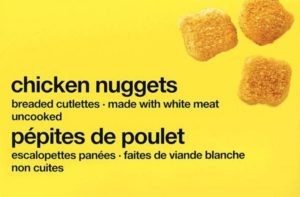Rappel des pépites de poulet de marque Sans nom