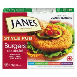 burgers de poulet de la marque Janes