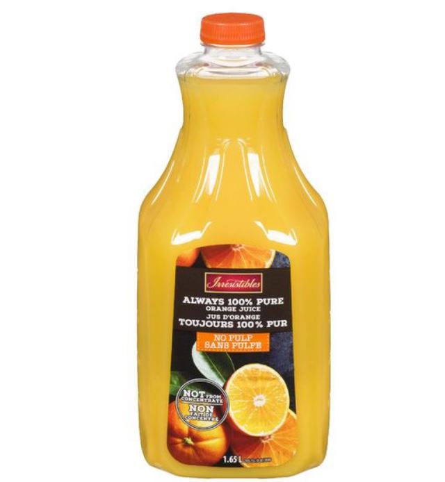 Jus d'orange sans pulpe Irrésistibles