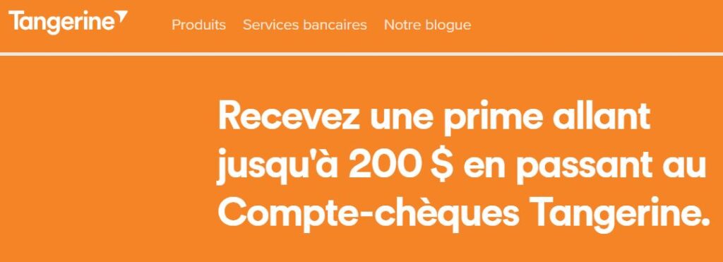 Prime de 200$ offerte par Tangerine