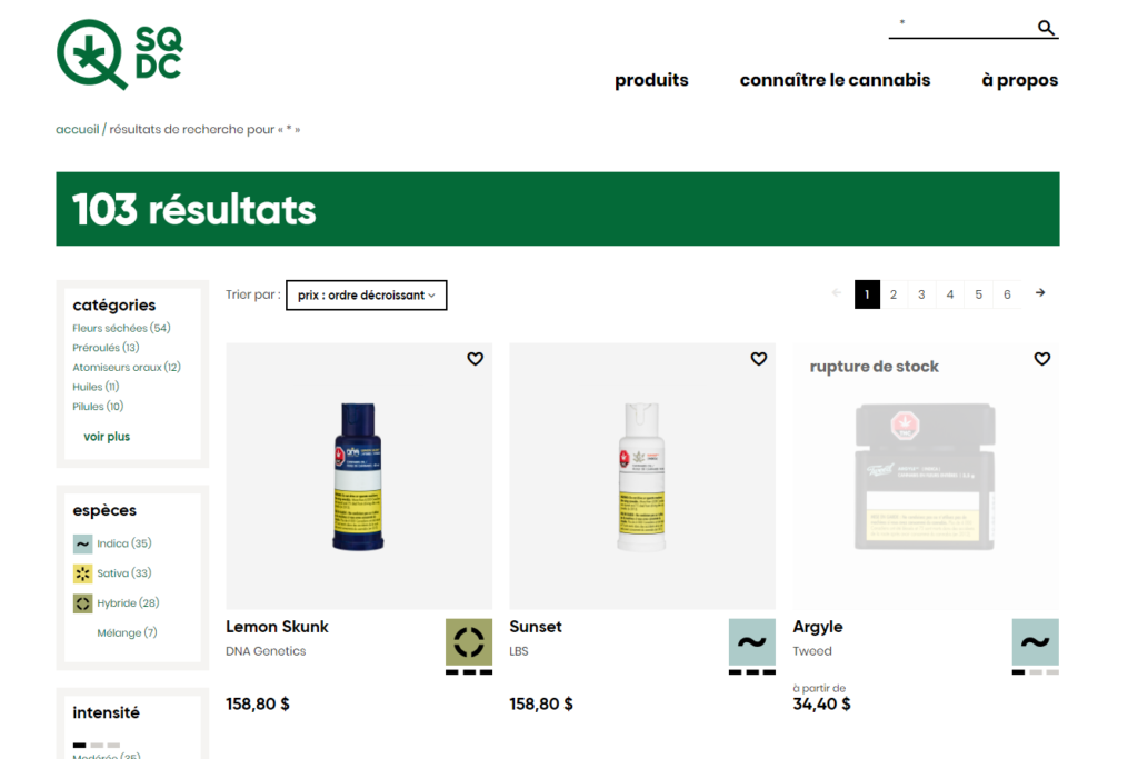 Les produits les plus chers en vente à la Société Québécoise du Cannabis (SQDC)