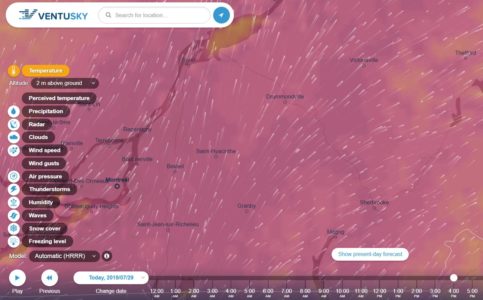 Le site Internet de Ventusky
