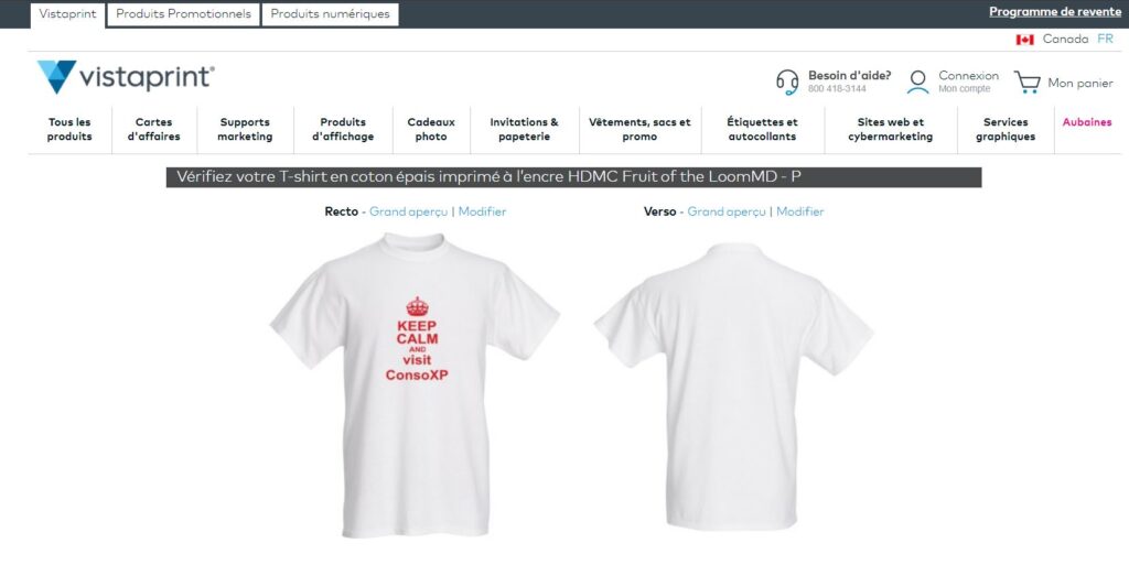 Service de conception de t-shirt personnalisé de Vistaprint